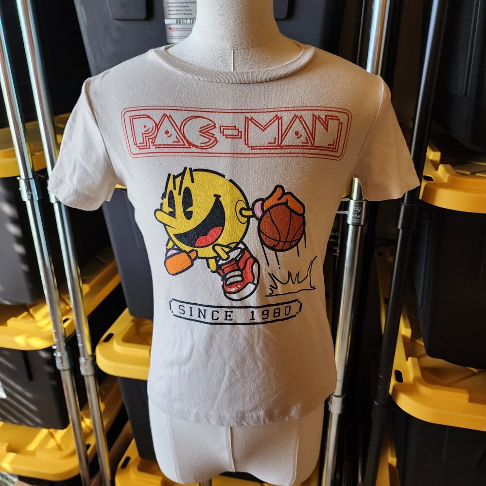 PAC-MAN Basketball Graphic Tee – Size S (6–7) – Retro Gamer Kids Shirt - Picture 4 of 16